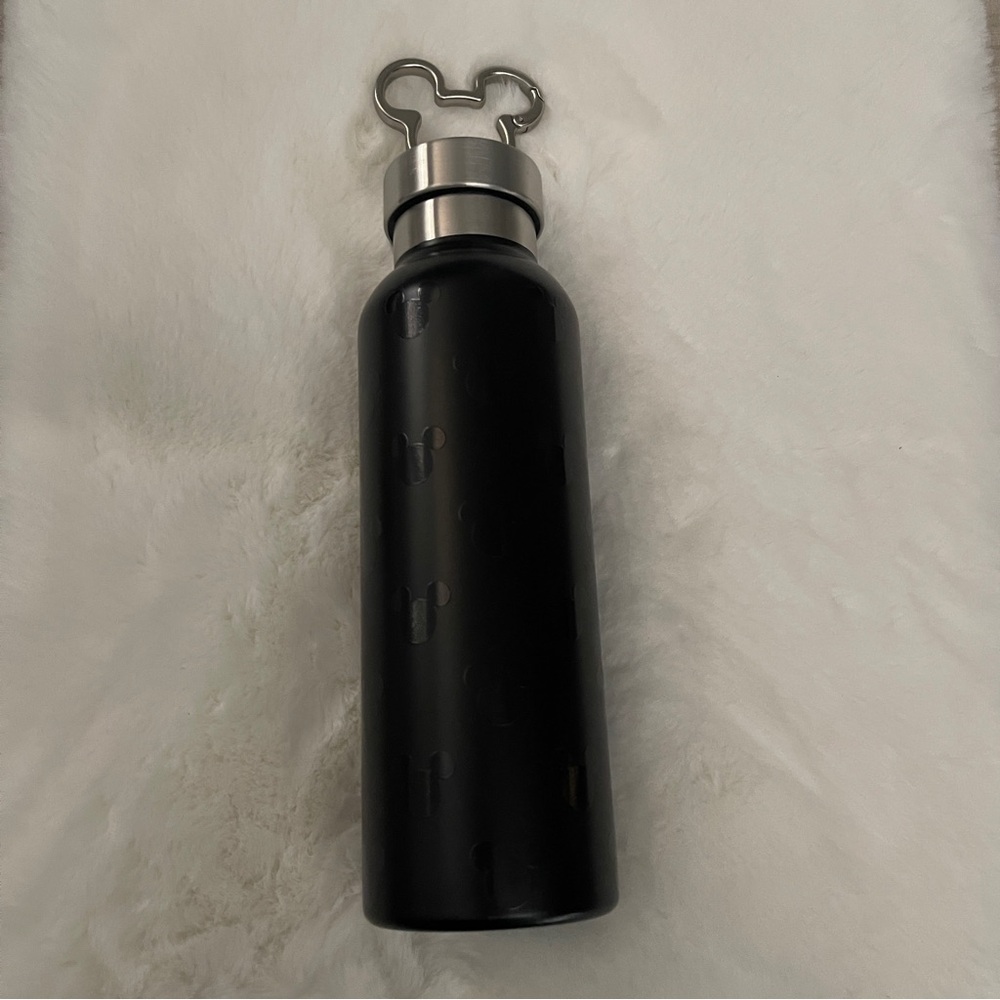 Stainless Steel Black Water Bottle with Mickey Handle